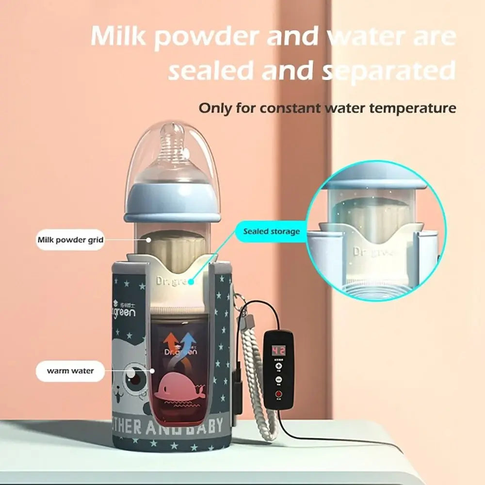Smart Baby Bottle with USB Bottle Warmer for Instant Baby Milk Portable Baby Bottle Warmer Feeding Bottle Separate Compartment for Formula Milk TheToddly
