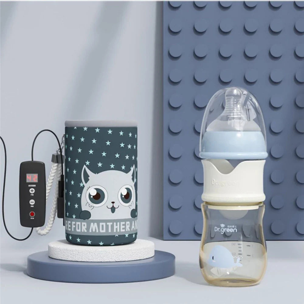 Smart Baby Bottle with USB Bottle Warmer for Instant Baby Milk Portable USB Insulation Baby Bottle Warmer Constant Temperature Control Warmer PPSU Glass Feeding Bottle TheToddly