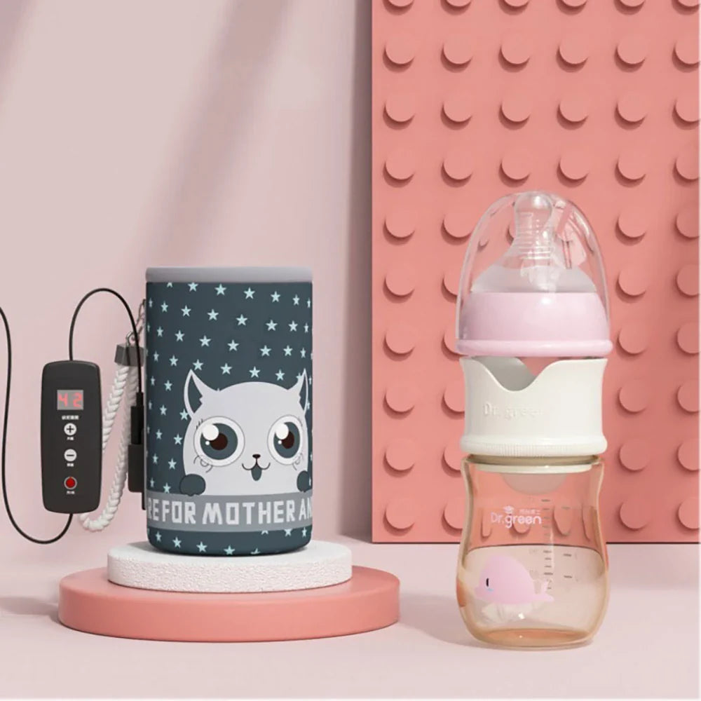 Smart Baby Bottle with USB Bottle Warmer for Instant Baby Milk Portable USB Insulation Baby Bottle Warmer Constant Temperature Control Warmer PPSU Glass Feeding Bottle TheToddly