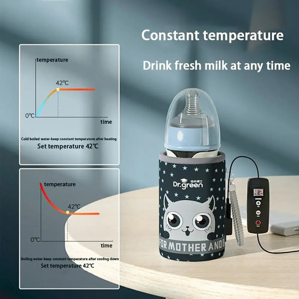 Smart Baby Bottle with USB Bottle Warmer for Instant Baby Milk Portable USB Insulation Baby Bottle Warmer Constant Temperature Control Warmer PPSU Glass Feeding Bottle TheToddly