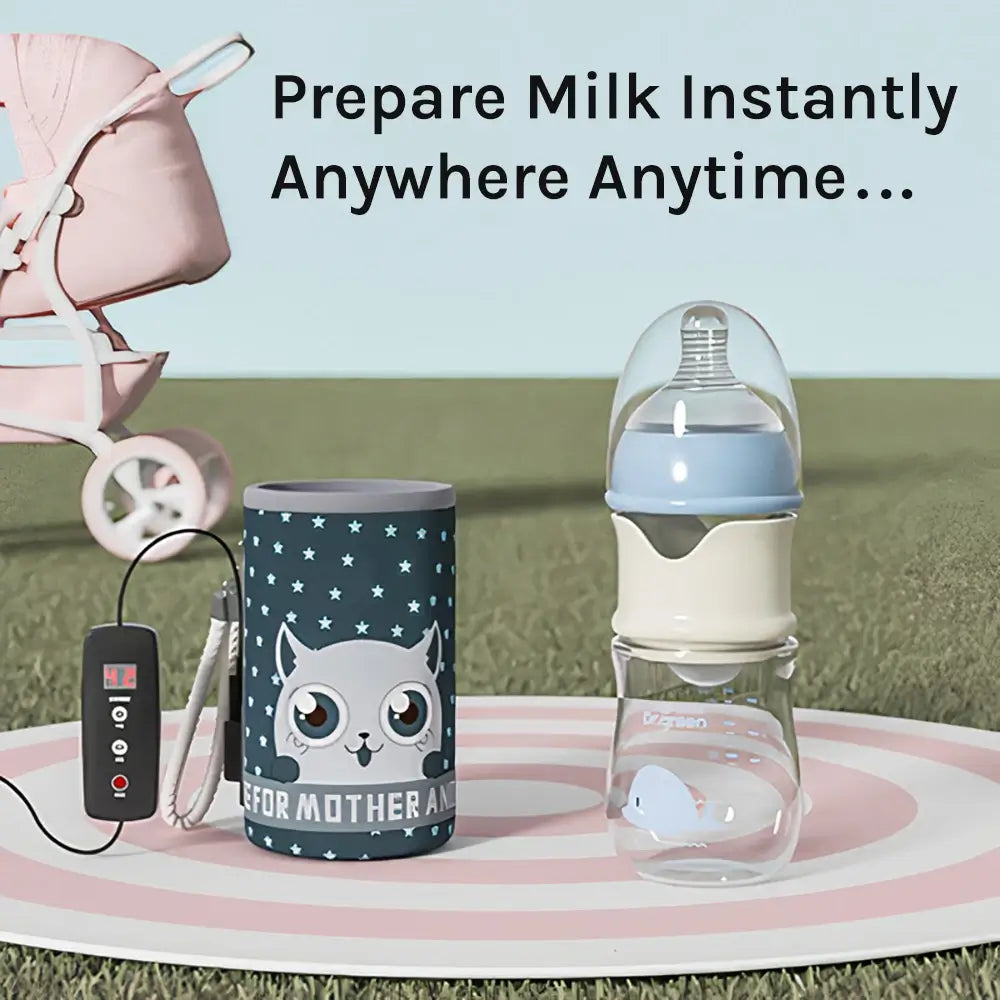 Smart Baby Bottle with USB Bottle Warmer for Instant Baby Milk Portable USB Insulation Baby Bottle Warmer Constant Temperature Control Warmer PPSU Glass Feeding Bottle TheToddly