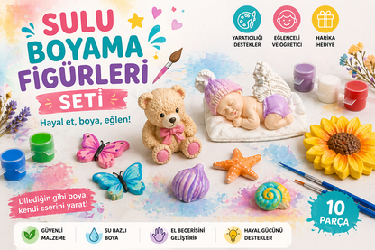Kendin Boya Sulu Boyama Figürleri Seti (Çocuklar ve Yetişkinler İçin)