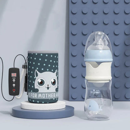 Smart Baby Bottle with USB Bottle Warmer for Instant Baby Milk Portable USB Insulation Baby Bottle Warmer Constant Temperature Control Warmer PPSU Glass Feeding Bottle TheToddly